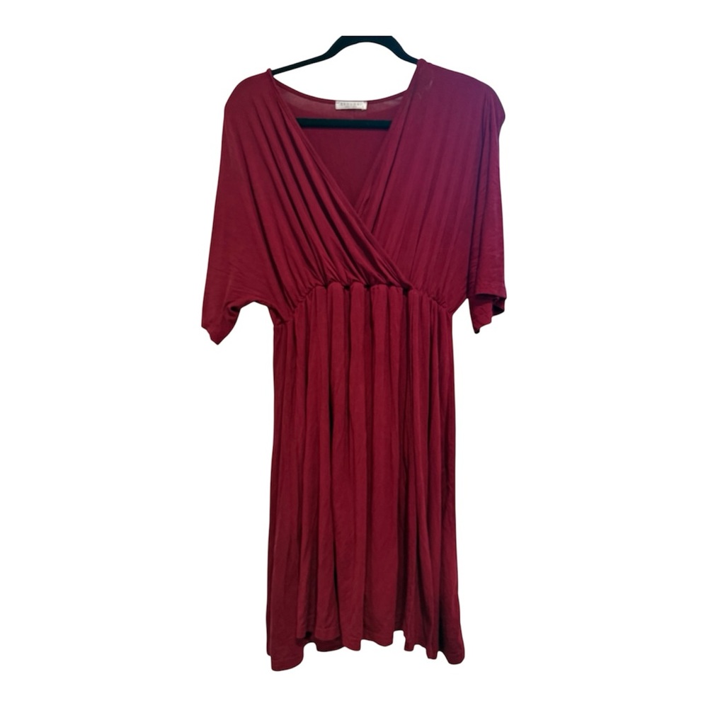 Ekouaer Burgundy V-Neck Maternity Nursing Dress